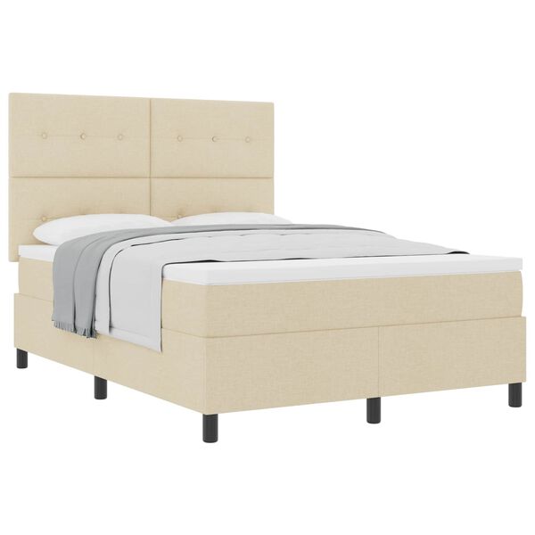 vidaXL Cama tipo Box Spring con colch&oacute;n Crema 140 x 190 cm tela