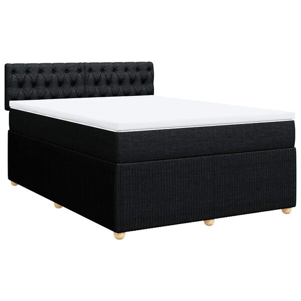 vidaXL Cama box spring con colch&oacute;n tela negro 160x200 cm
