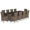 vidaXL Set de comedor de jard&iacute;n 11 pzas y cojines rat&aacute;n sint&eacute;tico gris