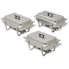 vidaXL Set calentador de comida para buffet 3 piezas acero inoxidable
