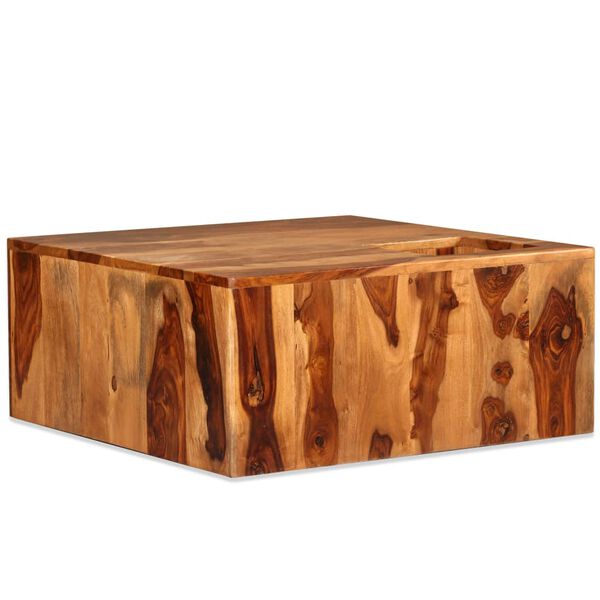 vidaXL Mesa de centro de madera maciza de acacia 70x70x30 cm