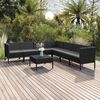 vidaXL Set de muebles de jard&iacute;n 8 pzas y cojines rat&aacute;n sint&eacute;tico negro