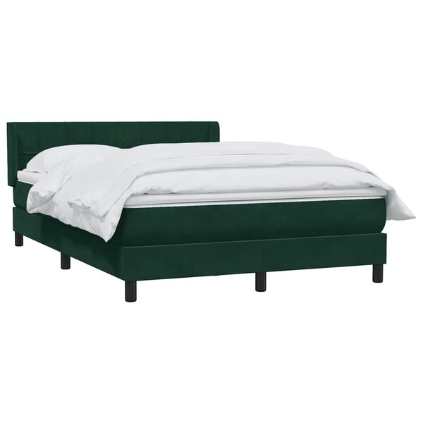 vidaXL Cama box spring con colch&oacute;n terciopelo verde oscuro 160x220 cm