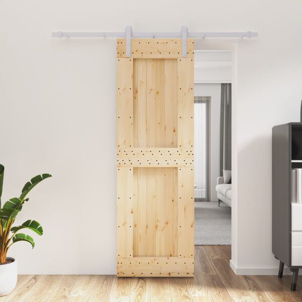 vidaXL Puerta corredera con herrajes madera maciza de pino 70x210 cm