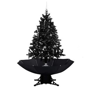 vidaXL &Aacute;rbol de Navidad con nieve y base de paraguas PVC negro 140cm