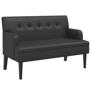 vidaXL Banco con respaldo negro 112x65,5x75 cm Cuero sint&eacute;tico