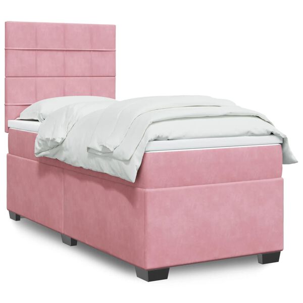 vidaXL Cama box spring con colch&oacute;n terciopelo rosa 80x200 cm