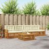 vidaXL Conjunto de sof&aacute;s de exterior con coj&iacute;n 5 pcs Natural y Crema