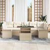 vidaXL Conjunto de sof&aacute; de jard&iacute;n 8 pcs Beige Rattan de Poli&eacute;ster