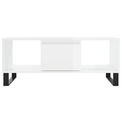 vidaXL Mesa de centro madera contrachapada blanco brillo 90x50x36,5 cm