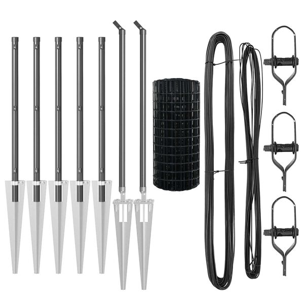 vidaXL Valla con Poste Gris 0,6 x 10 m Acero y PVC