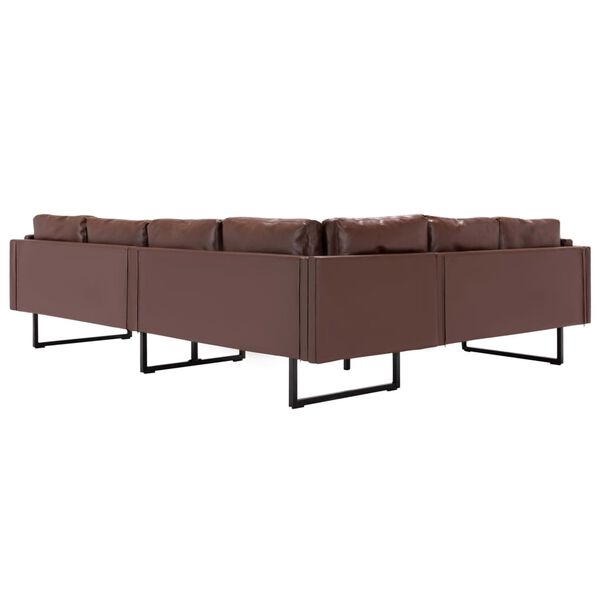 vidaXL Sof&aacute; de esquina cuero sint&eacute;tico marr&oacute;n