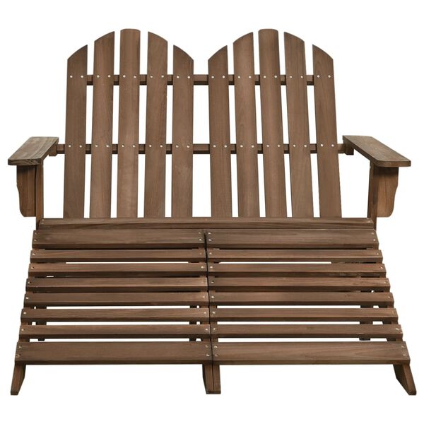 vidaXL Silla Adirondack de jard&iacute;n 2 plazas madera de abeto marr&oacute;n