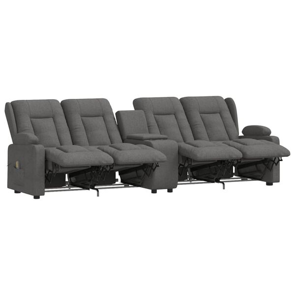 vidaXL Sillón de masaje reclinable 4 plazas con portavasos gris claro
