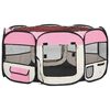 vidaXL Parque de perros plegable y bolsa transporte rosa 145x145x61cm