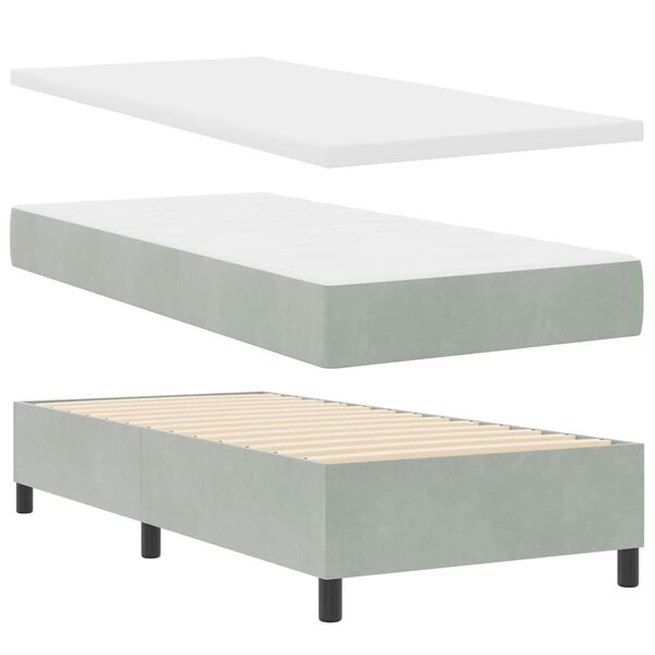 vidaXL Cama tipo Box Spring Gris Claro 100 x 200 cm Terciopelo