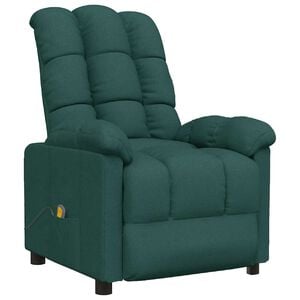 vidaXL Sill&oacute;n de masaje de tela verde oscuro