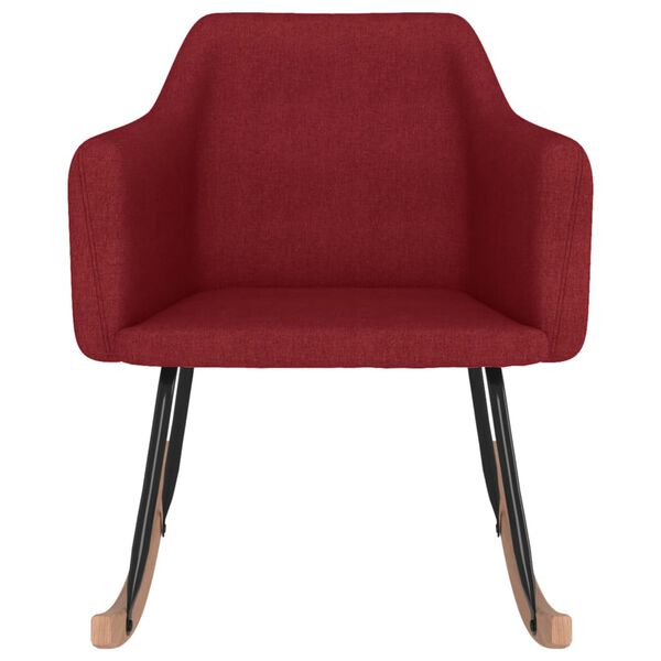 vidaXL Silla mecedora de tela rojo vino tinto