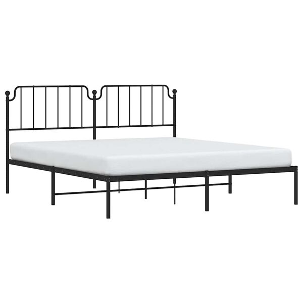 vidaXL Estructura cama sin colch&oacute;n con cabecero metal negro 183x213 cm