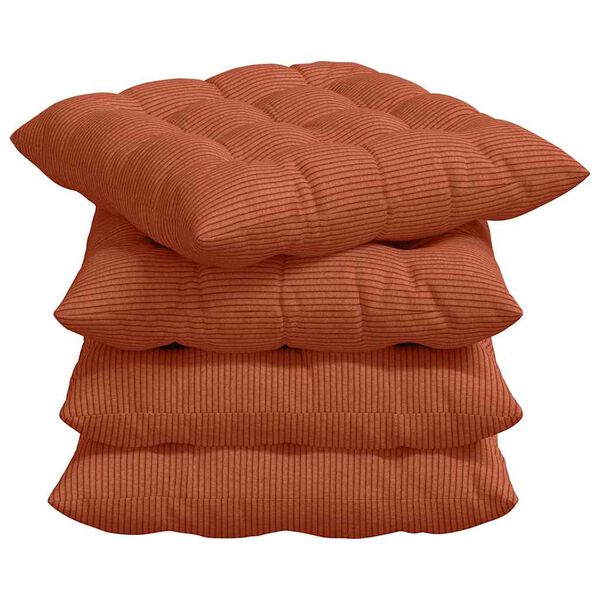 vidaXL Cojines para asiento 4 pcs Rojo Naranja 40 x 40 x 6 cm