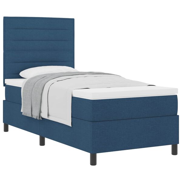 vidaXL Cama tipo Box Spring con colch&oacute;n Azul 90 x 190 cm tela