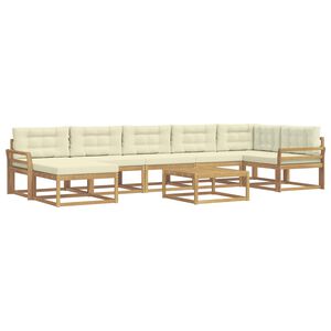 vidaXL Conjunto de sof&aacute;s de exterior 8 pcs Blanco y Crema