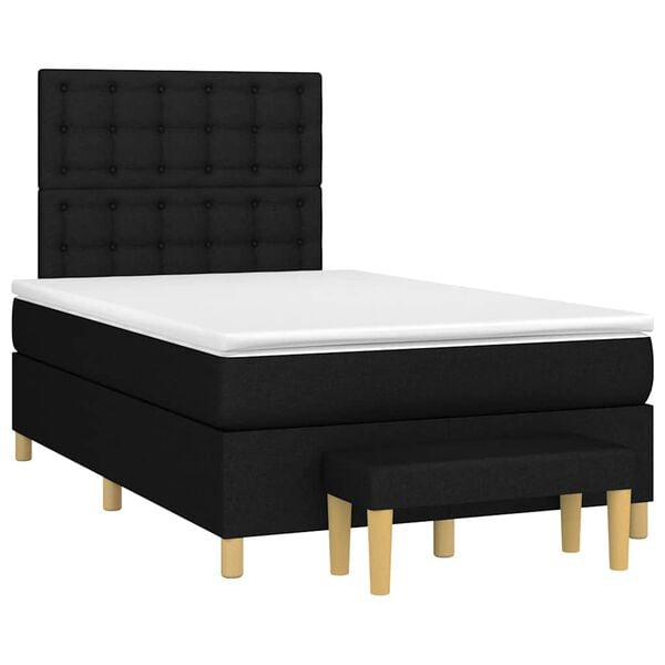 vidaXL Cama box spring con colch&oacute;n tela negro 120x190 cm