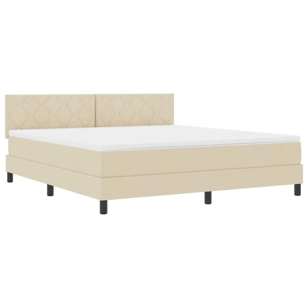vidaXL Cama box spring con colch&oacute;n con colch&oacute;n Crema 180 x 200 cm tela