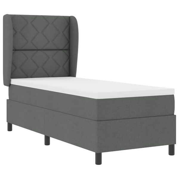 vidaXL Cama tipo Box Spring con colch&oacute;n Gris oscuro 80 x 200 cm tela