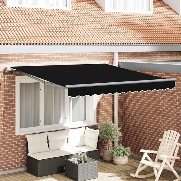 vidaXL Toldo Retr&aacute;ctil Negro 300 x 250 cm Tela y Aluminio