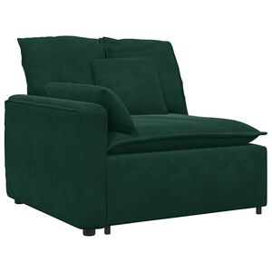 vidaXL M&oacute;dulo de reposabrazos para sof&aacute; modular con cojines, color verde oscuro, 100 cm