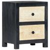 vidaXL Mesita de noche tallada madera maciza de mango gris 40x30x50 cm