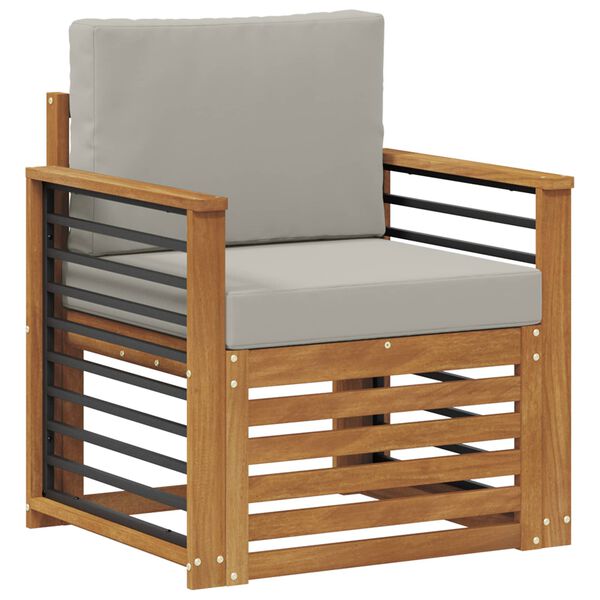 vidaXL Conjunto de sof&aacute;s de exterior con coj&iacute;n Natural 71 x 63 x 73 cm