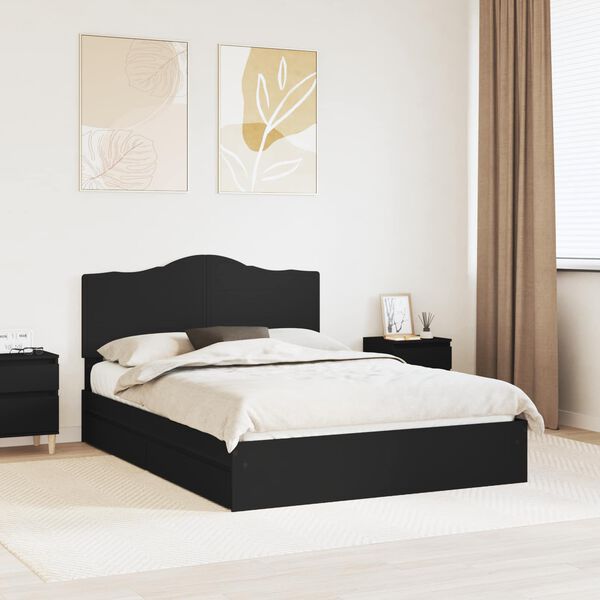 vidaXL Cama con almacenamiento Negro 140 x 190 cm Madera de ingenier&iacute;a
