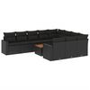 vidaXL Set de sof&aacute;s de jard&iacute;n 11 pzas y cojines rat&aacute;n sint&eacute;tico negro