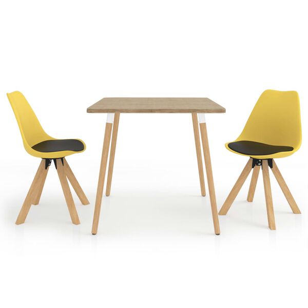 vidaXL Conjunto de comedor de 3 piezas, 80 x 80 cm, negro y amarillo
