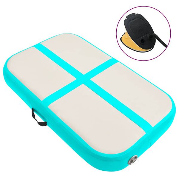 vidaXL Esterilla inflable de gimnasia con bomba PVC verde 60x100x20 cm