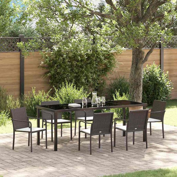 vidaXL Conjunto de Comedor de Jard&iacute;n 7 pcs Marr&oacute;n y Negro