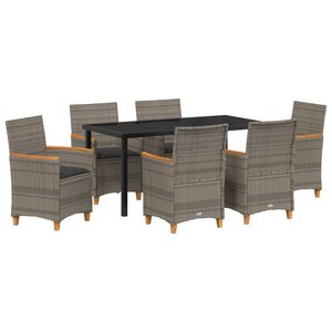 vidaXL Conjunto de Comedor de Jard&iacute;n 7 pcs Gris rat&aacute;n sint&eacute;tico