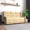 vidaXL Sillón de masaje reclinable de 3 plazas tela microfibra crema