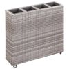 vidaXL Arriate con 4 macetas de rat&aacute;n sint&eacute;tico gris 80x22x79 cm
