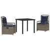 vidaXL Conjunto de Comedor de Jard&iacute;n 3 uds. Gris rat&aacute;n sint&eacute;tico