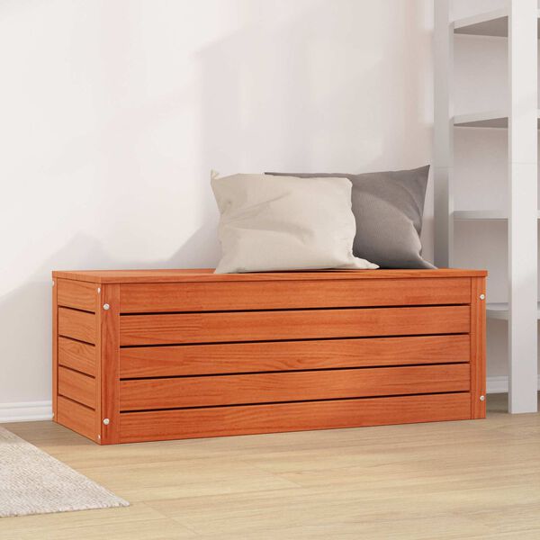 vidaXL Caja de Almacenamiento con puerta Marr&oacute;n cera 89 x 36,5 x 33 cm