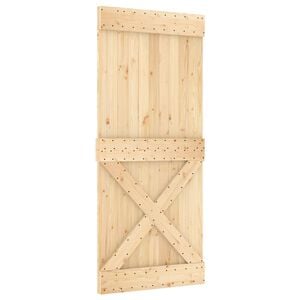 vidaXL Puerta Corredera NARVIK Natural y negro 90 x 210 cm (213,5 cm)
