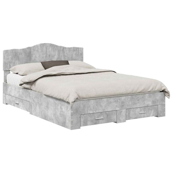 vidaXL Estructura de cama con cabecera Gris Concreto 140 x 200 cm