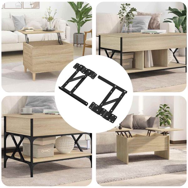 vidaXL Mecanismo de Elevaci&oacute;n de Cama 2 pcs Negro 340 x 95 x 40 mm