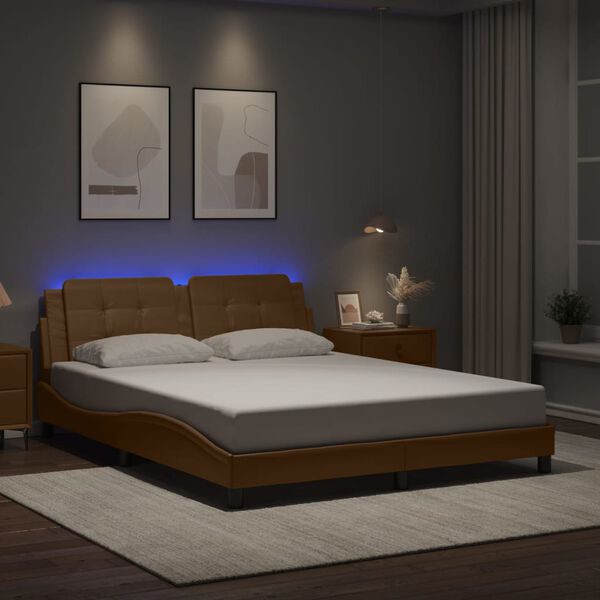 vidaXL Estructura de cama con LED sin colch&oacute;n Zadar capuchino 160x200 cm