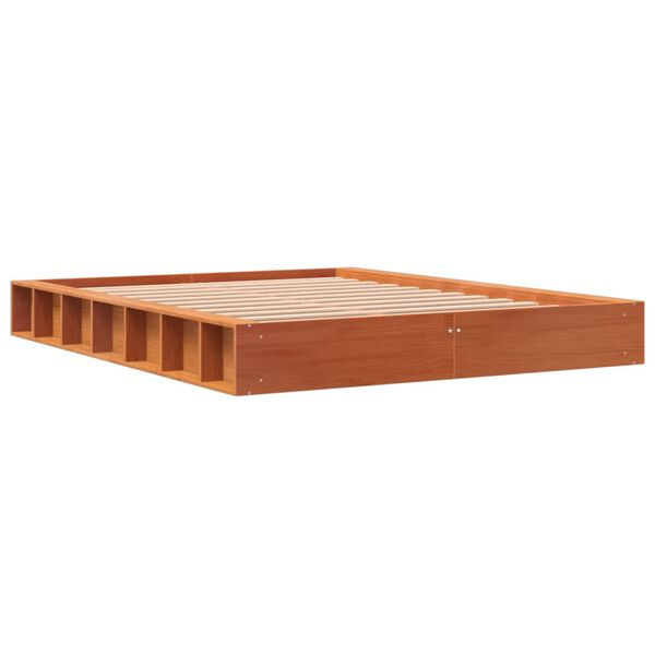 vidaXL Cama sin colch&oacute;n madera maciza de pino marr&oacute;n cera 140x200 cm