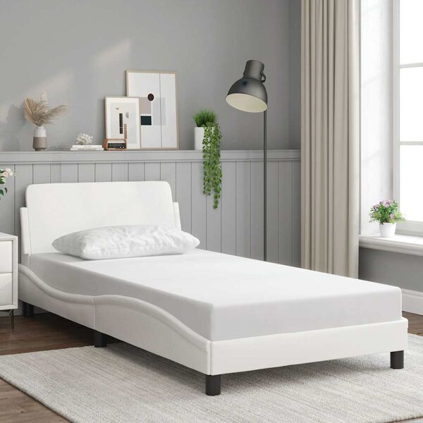 vidaXL Estructura de cama Dover cuero sint&eacute;tico blanco 100x200cm