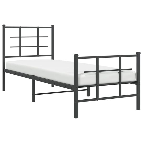 vidaXL Estructura cama sin colch&oacute;n con estribo metal negro 75x190 cm